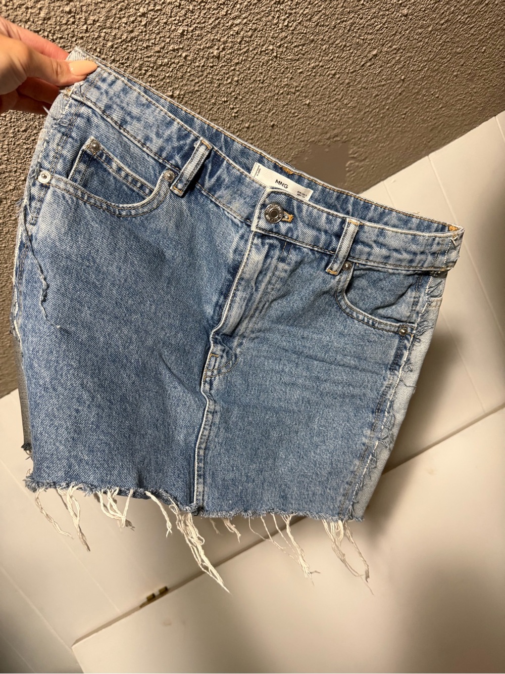 Mango Light Blue Denim Mini Skirt